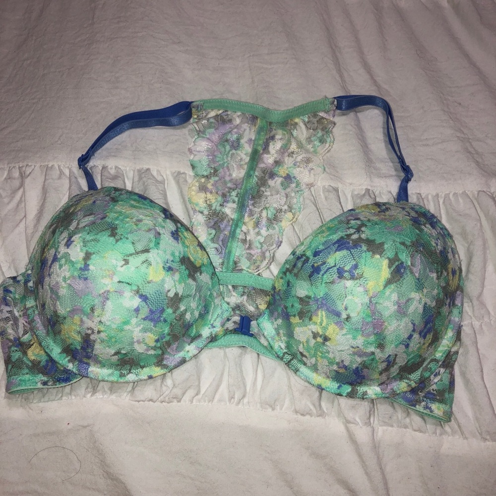 Floral lace racerback bra